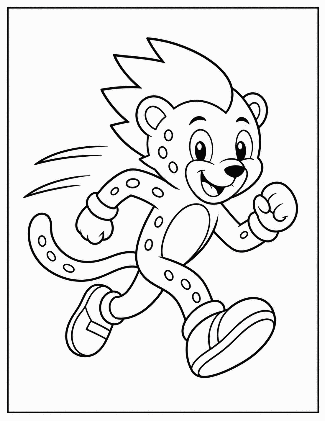 Outline drawing of a cheetah-like speedster superhero sprinting forward with motion lines behind him