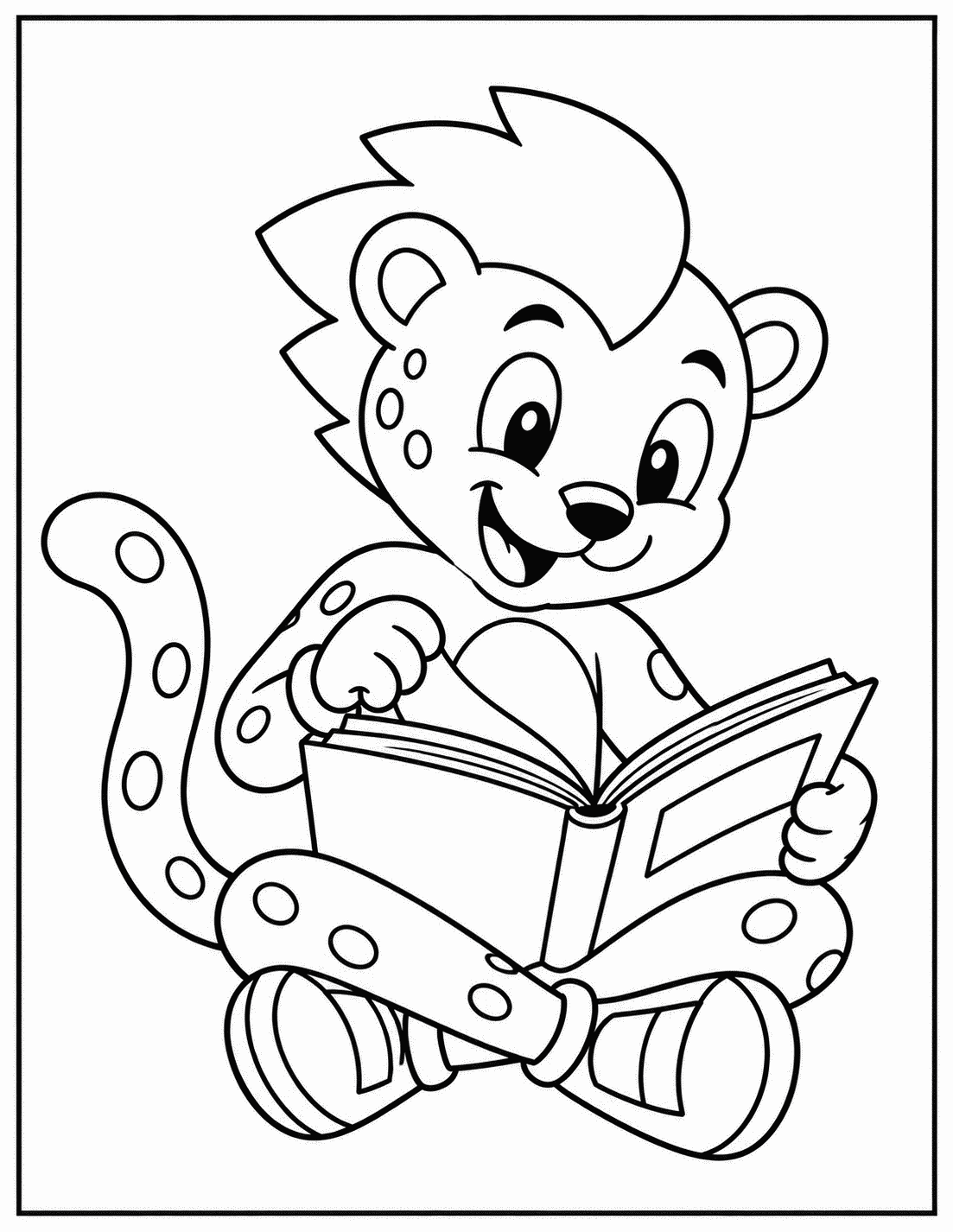Outline drawing of a cheetah-like speedster superhero sitting cross-legged and reading an open book